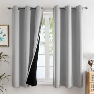100% Blackout Sunshade Curtains, 2-Piece Set, Polyester Material, Rod Pocket Design, Modern Romantic Minimalist Style