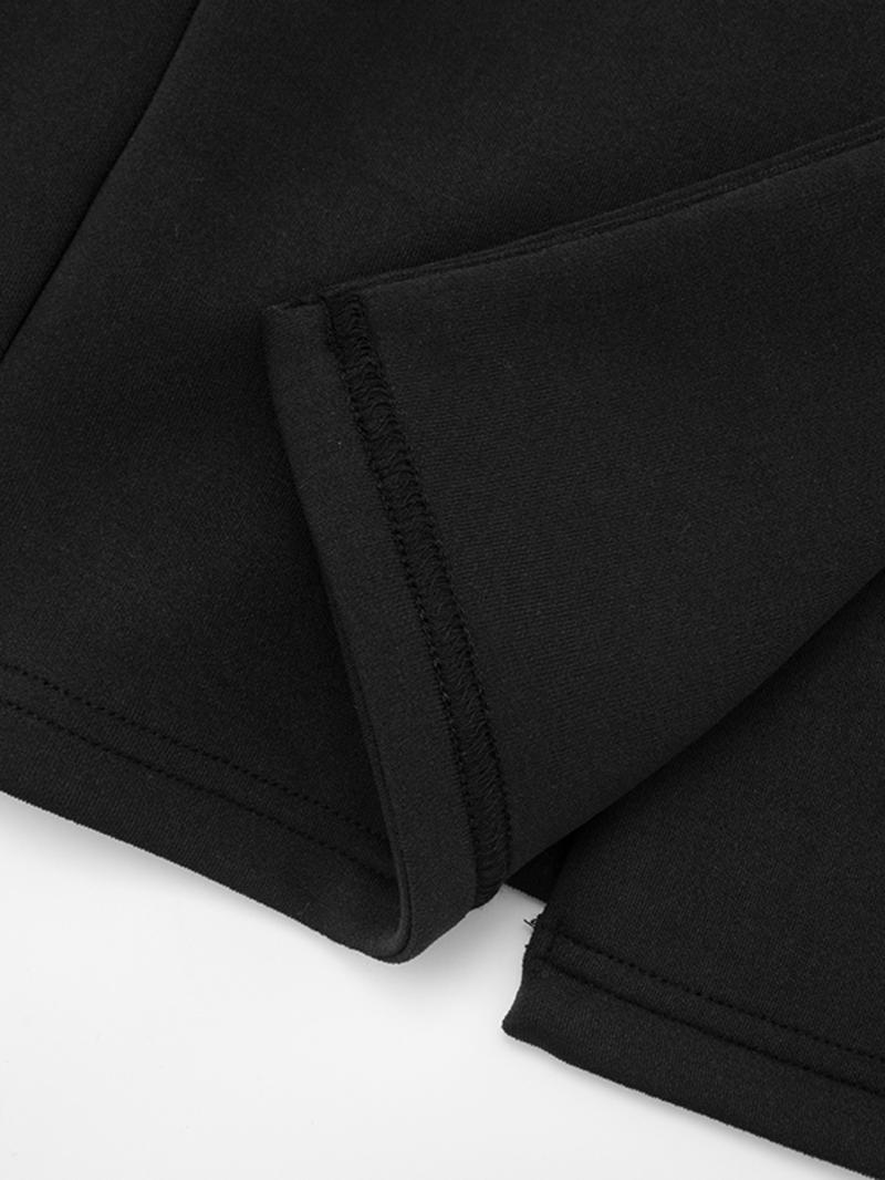 Women's Elegant Business Suit Dress, Deep V Neck Long Sleeve Ruffle Waist Cinched, Spring & Fall Office Wear, Plain Style