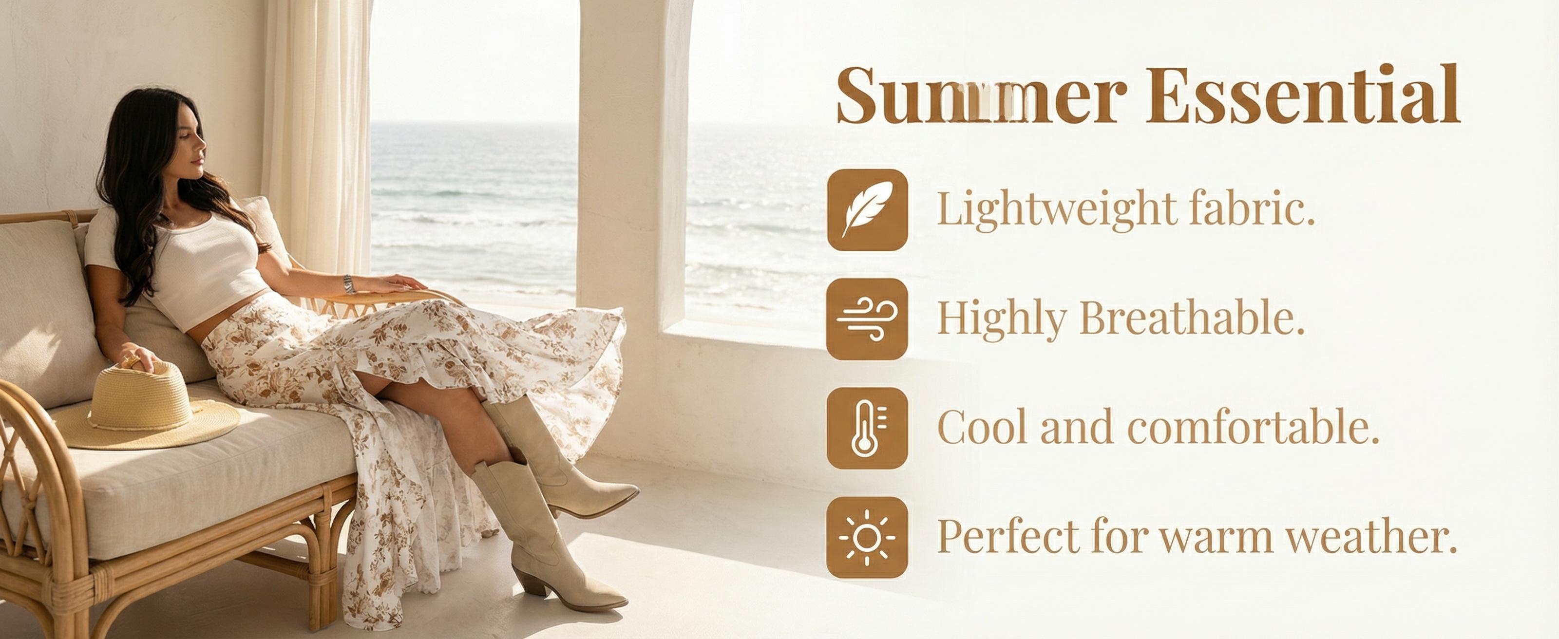 Bohemian Elegant Floral Print Irregular Ruffle A-Line Midi Skirt, Loose-Fitting Design for Garden Parties & Beach Vacations Bohemian Elegant Floral Print Irregular Ruffle A-Line Midi Skirt, Loose-Fitting Design for Garden Parties & Beach Vacations