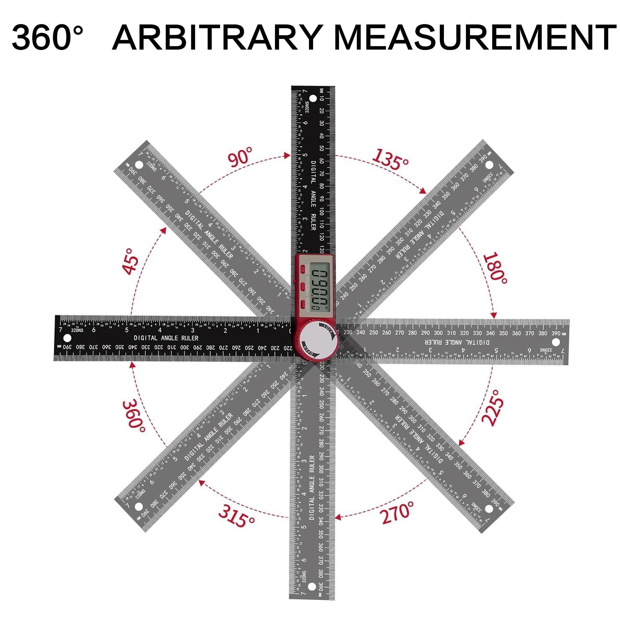 200mm digital angle ruler with dual functions for precise measurement, 360-degree free-rotating goniometer, professional-grade high-precision digital angle ruler, portable multi-function angle measuring tool