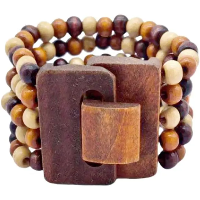 Wooden Bracelets for Women Colorful Beaded Stackable Bracelets Beads Wide Cuff Bracelet  Ethnic Boho