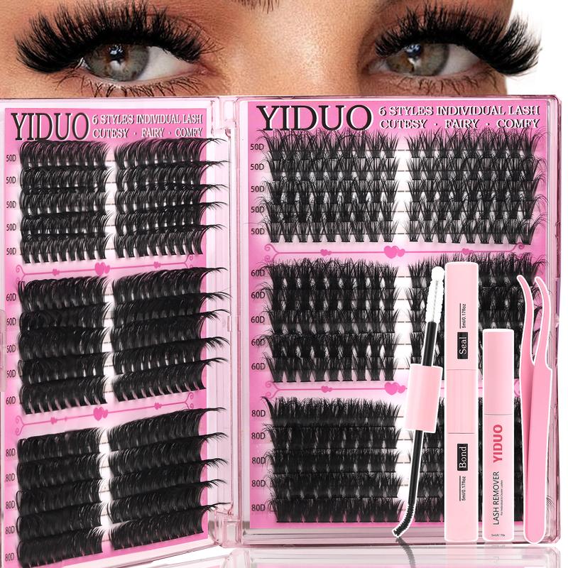 Lash Clusters Kit, Mega/ultra/Dramatic/Volume/Full/Spikes/ Bottom Lashes Clusters Kit WaterProof Lashwith Everything You Need for Beginners and Proficient, DlYat Home Easily, Soft comfortable Easy Apply Natural Lookfor Makeup Daily Life
