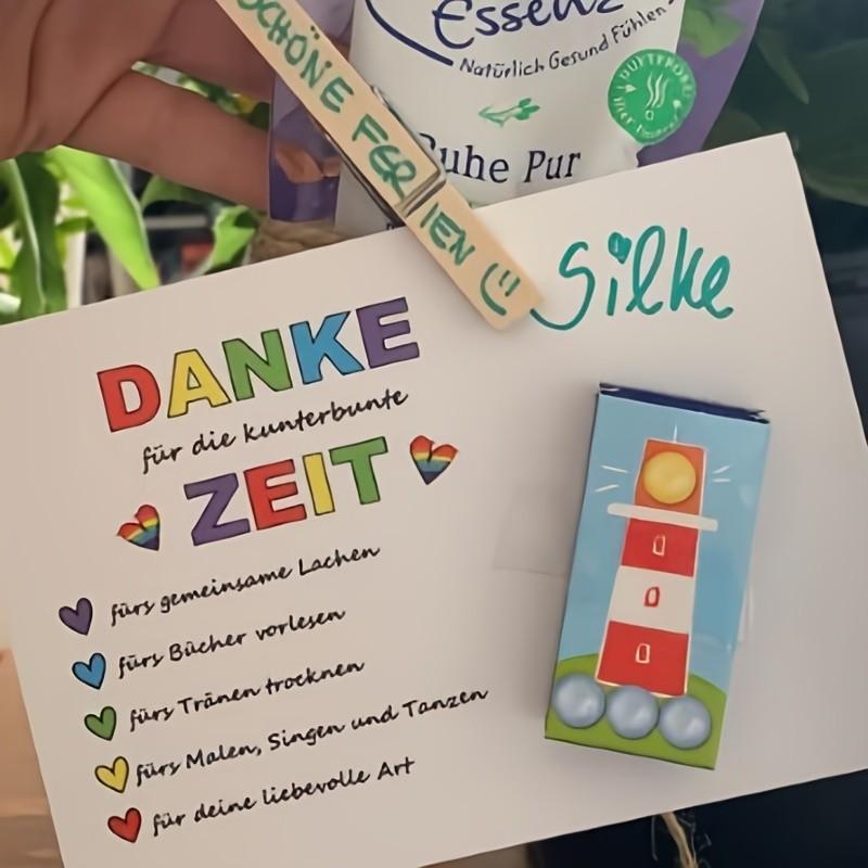 10 German Kindergarten Graduation Thank You Cards, Rainbow Heart Design, Teacher Appreciation Gift, Party Decoration, Memorial Card