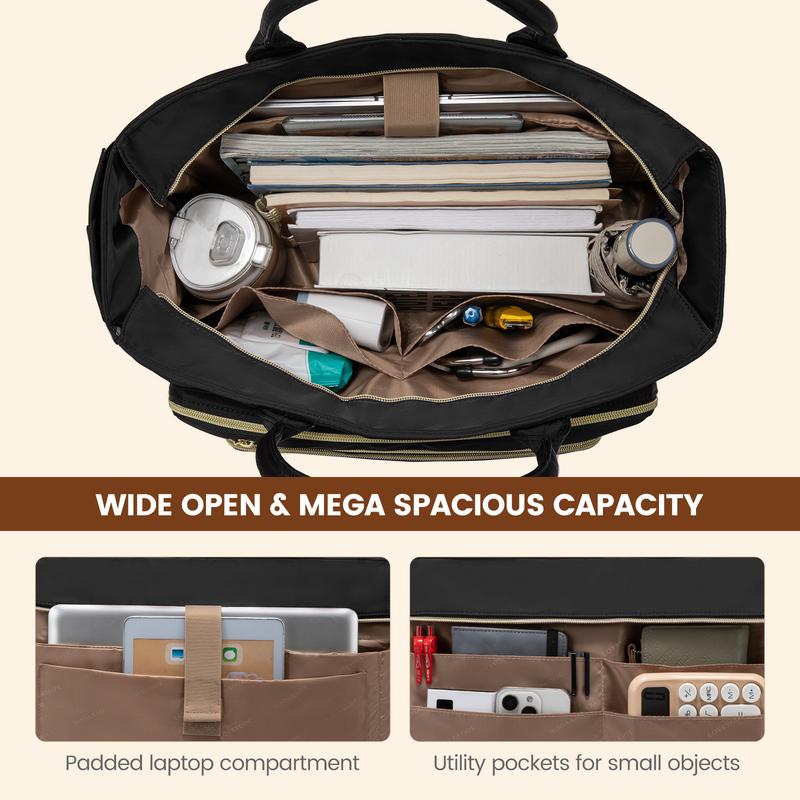 LOVEVOOK 15.6inch Laptop Bag for Women,Multi-pocket Teacher Work Tote Bag,Travel Tote Bag with Large Cup Holder,Waterproof and Scratch-resistant Large Capacity Diaper Bag,Fashion Portable Gym Bag,TikTokShopStockUp