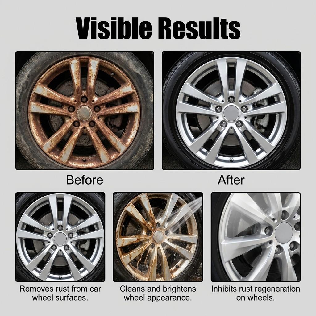 Car Wheel HUB Rust Remover, Car Wheel HUB Cleaning Freshener, Surface Iron Powder Rust Stain Cleaner, Automotive Maintenance Essential