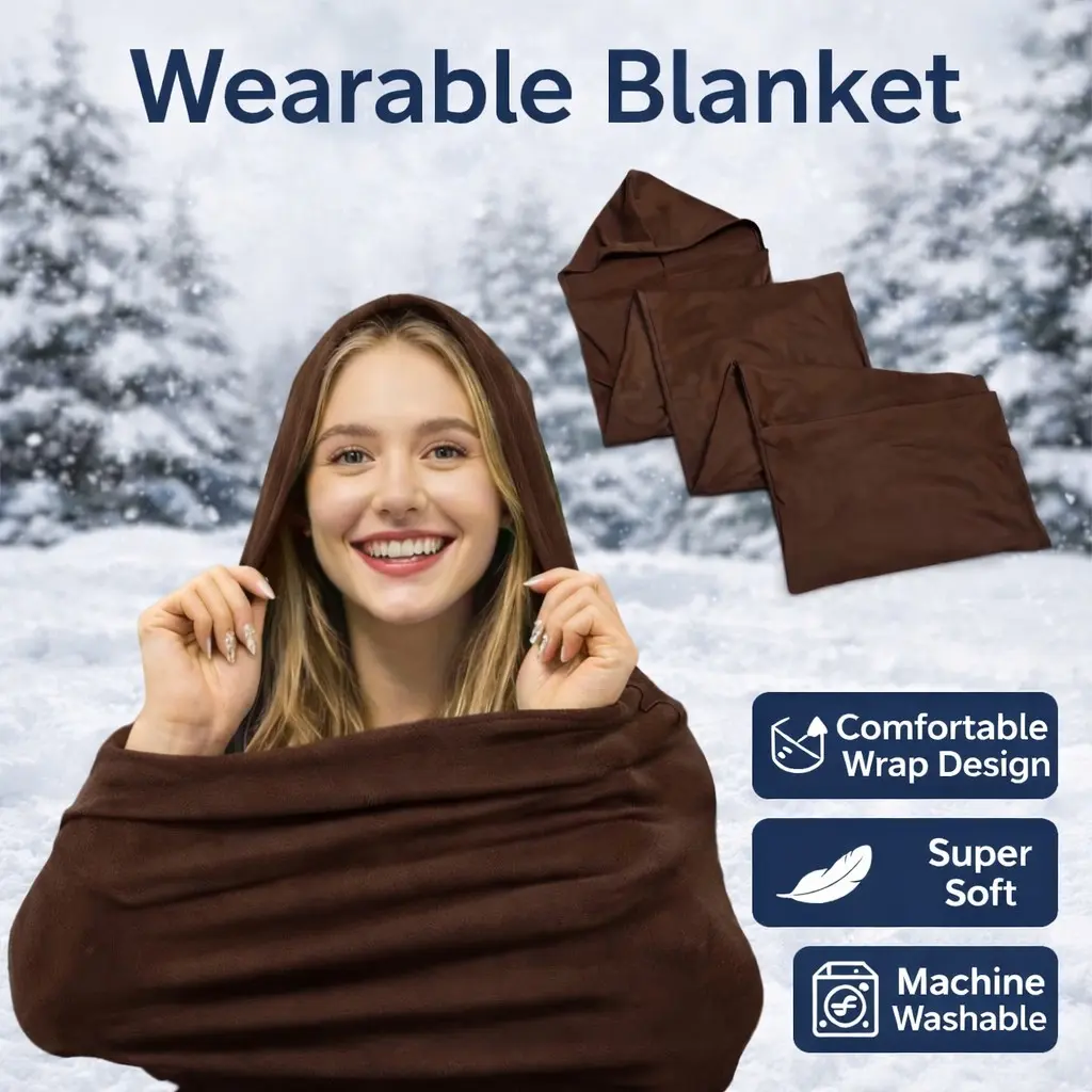 Wrapped hooded sleep wearable blanket | super soft stretch fabric, breathable & light, machine washable & portable travel, very suitable for families, camping, tents.