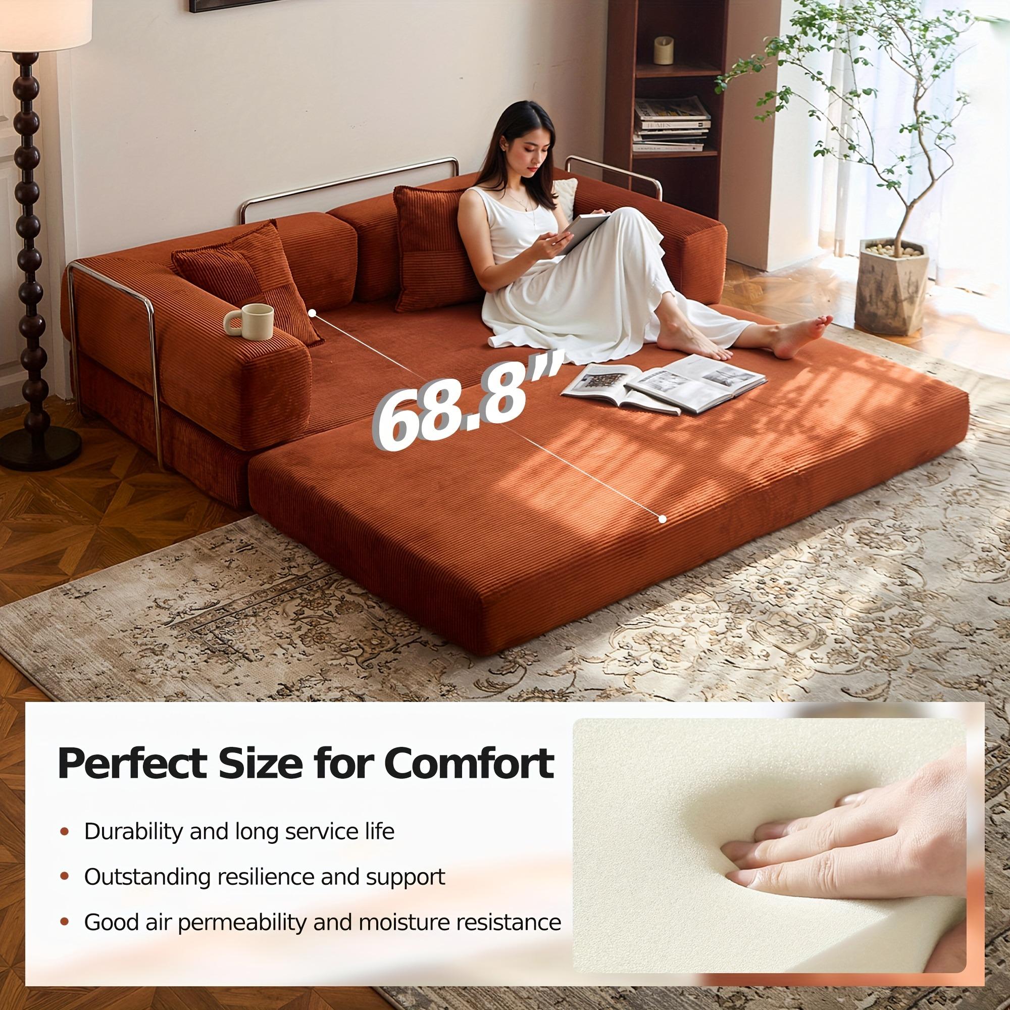 78.8'' Sofa Bed Cloud Couch Corduroy Upholstered Sectional Convertible Multi-Functional Floor Sofa for Living Room & Apartment Furniture