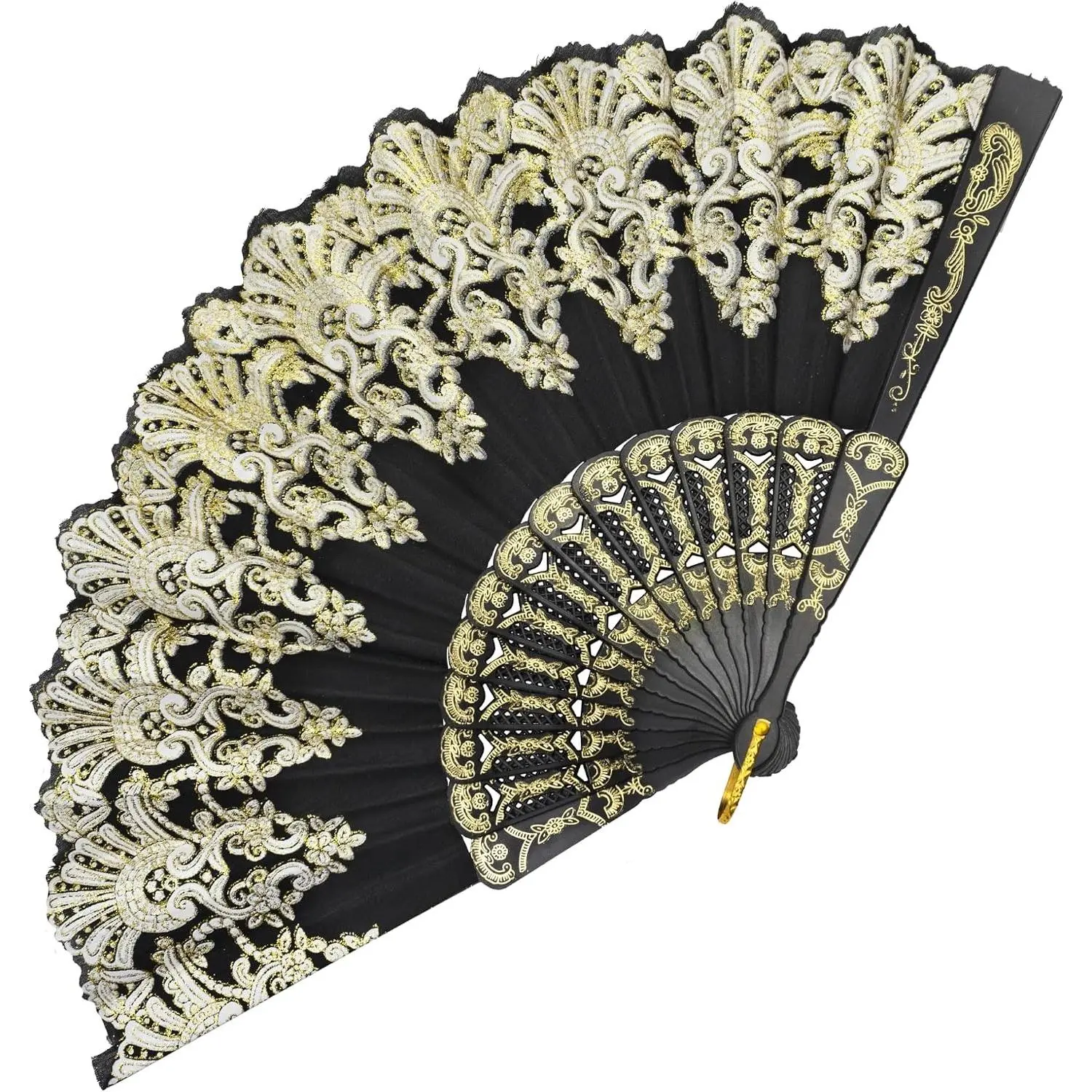 Hand Fan Foldable, Decorative Folding Fans for Women, Black(Gift)