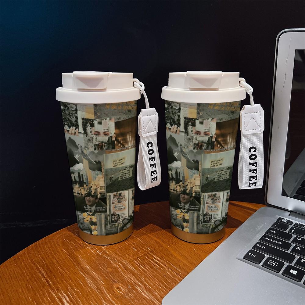 Abstract Pattern Coffee Cup, Portable Dual Drink Insulated Tumbler, Keeps Warm/cold, Stylish, Ideal for Office, Travel, Sports, Golf