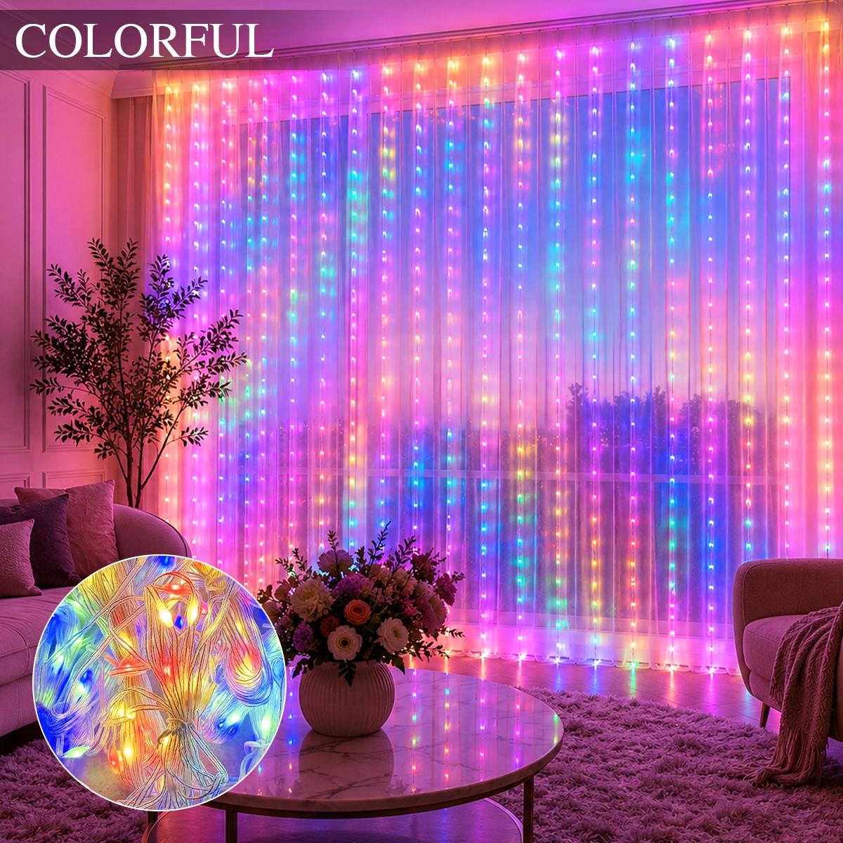 300led Fairy Curtain Light, USB Powered, 8 Flash Modes, Ideal for Windowsill, Bedroom, Wedding, Easter Decor, Indoor Outdoor Use, Curtain String Lights, Atmosphere Light, LED Decoration, LED Lighting