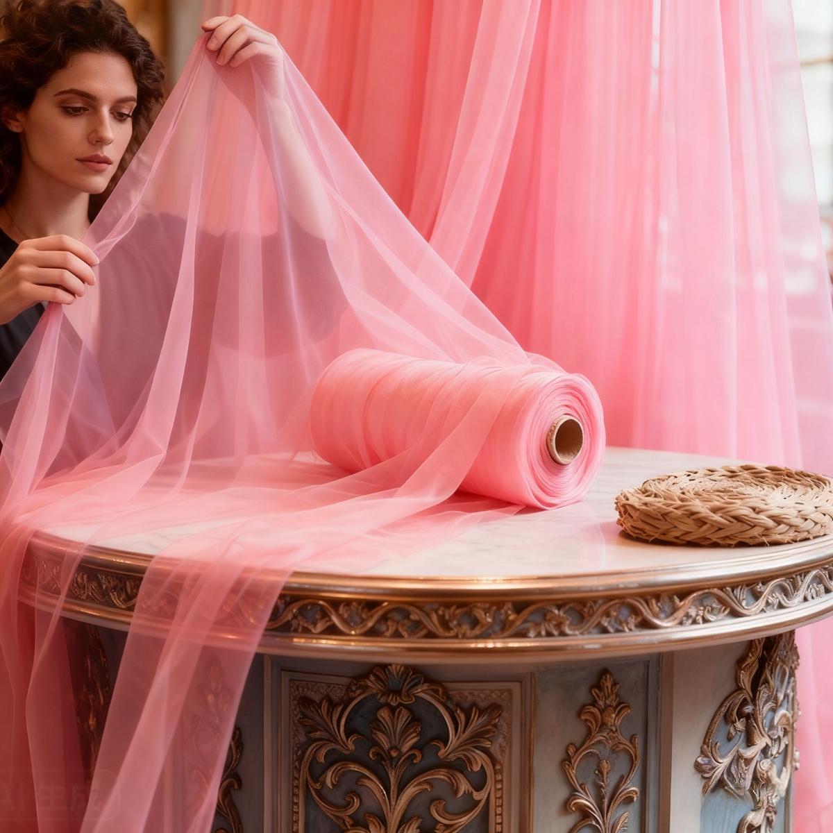 This romantic wedding tulle fabric is lightweight and flowy, creating a beautiful ambiance. Suitable for wedding arches, banquet venues, tent decorations, and can also be used for birthday parties, holidays, and ceiling hangings.