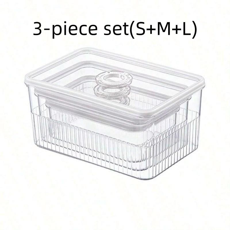 3-Size Airtight Food Storage Containers with Date Tracker, BPA-Free Clear Produce Bins For Fruit & Vegetable Organization, Meal Prep, Fridge Storage
