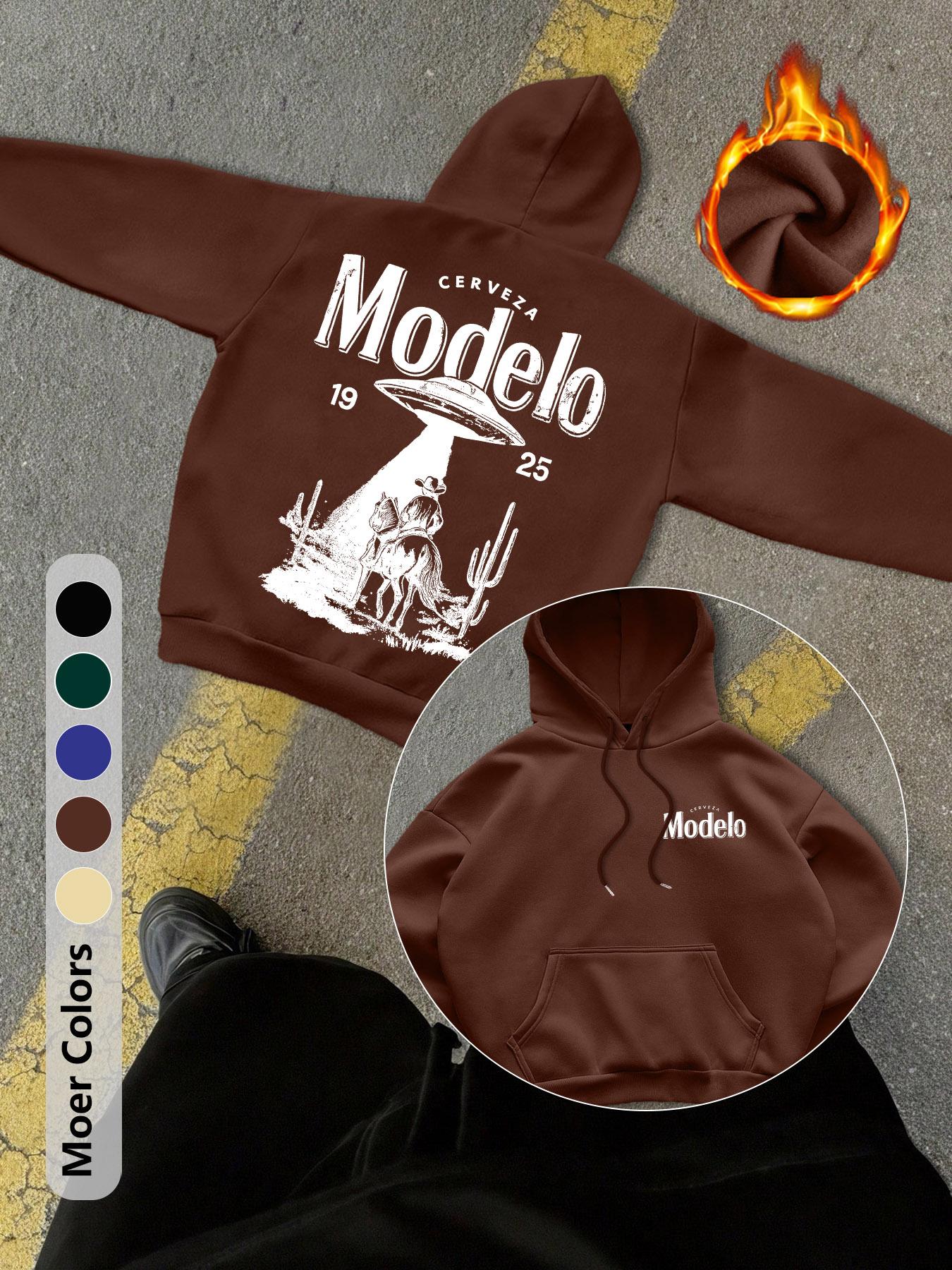 Gothic UFO and Western Cowboy Graphic Print Men's Regular Fitted Casual Fashion Hoodies Printed Long Sleeve Hooded Sweatshirt Jacket