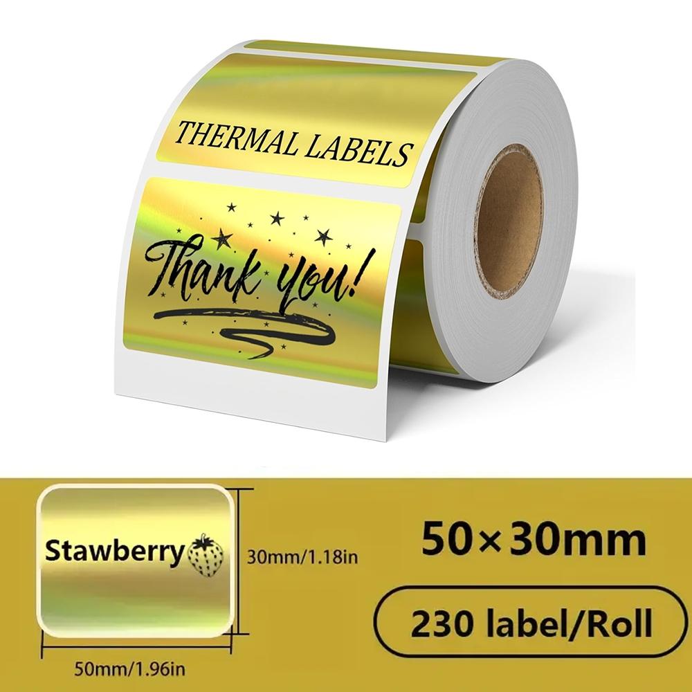 230 Round Thermal Labels Roll, 50x30mm Sticky Holographic Paper Compatible with Phomemo M110/m200/m220 Printers, Ideal for Holiday Greetings