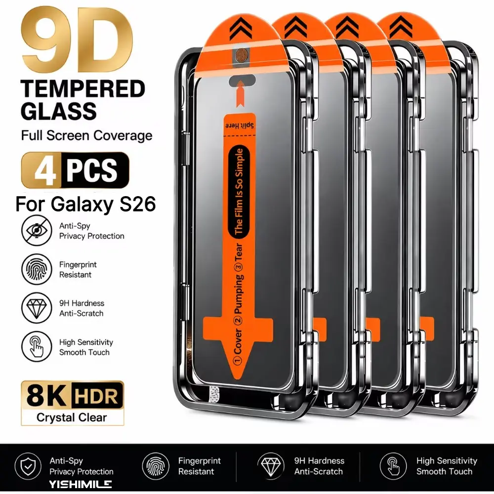 4-pack 28° privacy tempered glass screen protector, compatible with Samsung Galaxy S22 5G/S22+ 5G/S23/S23+/S24/S25/S26/Plus/Ultra/S25 Edge series, comes with dust-free installation kit, full screen coverage, privacy protection, 9H hardness, anti-bubble,