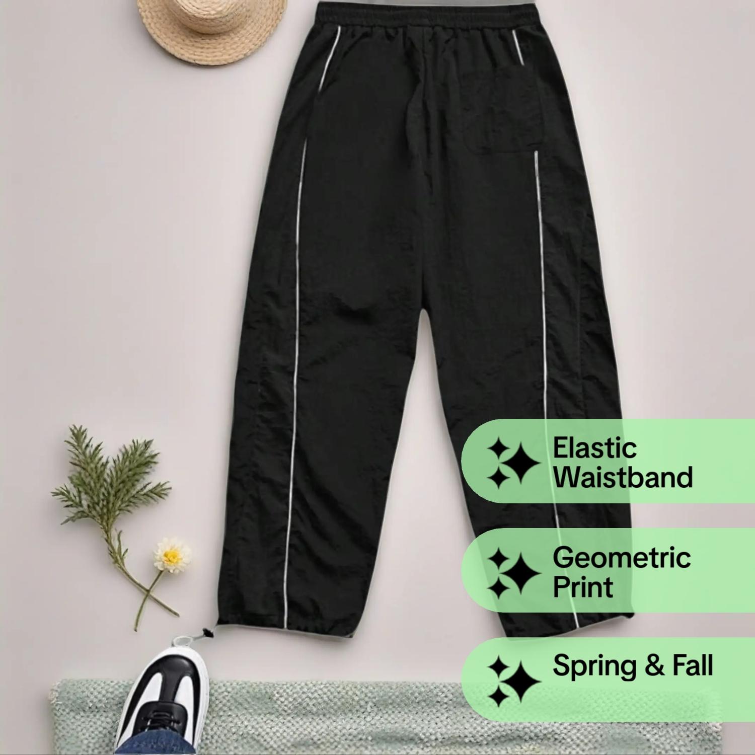 Men's Casual Sports Pants, Loose Fit, Elastic Cuff, Fashion Print, Lightweight Fabric, Perfect for Daily Wear, Sports Bottoms