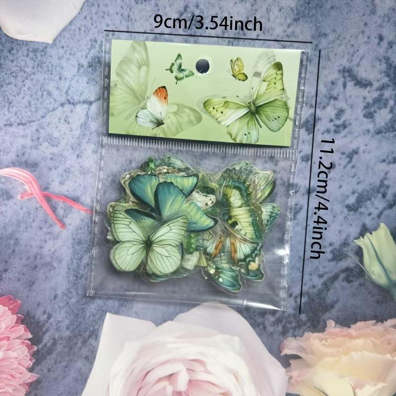 Cute Butterfly Sticker Pack, 40 Pcs Pet Transparent Waterproof DIY Decorative Stickers, Perfect for Water Cups and Crafts