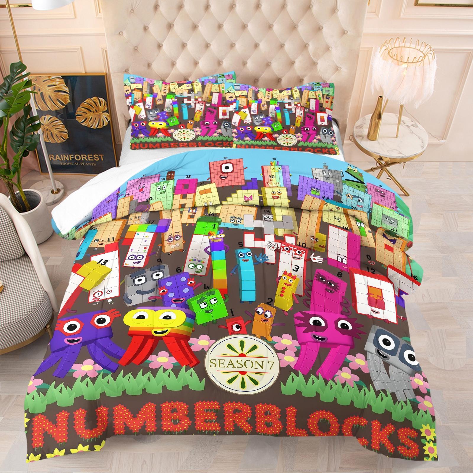 Number Block Pattern Comforter Set, Soft And Durable Bedding Set, Includes 1 Comforter And 1 Or 2 Pillowcases, Daily Holiday Birthday Gift Bedroom Decoration For Kids And Adults