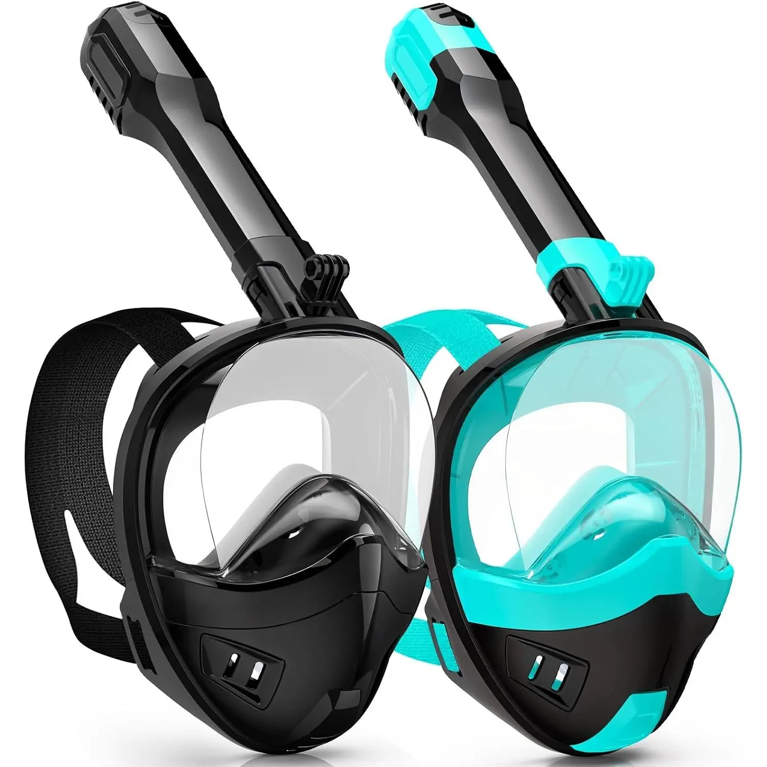 Full Face Snorkel Mask 180 Degree Panoramic View Snorkeling Gear for Adults Kids with Latest Dry Top Breathing System and Detachable Camera Mount