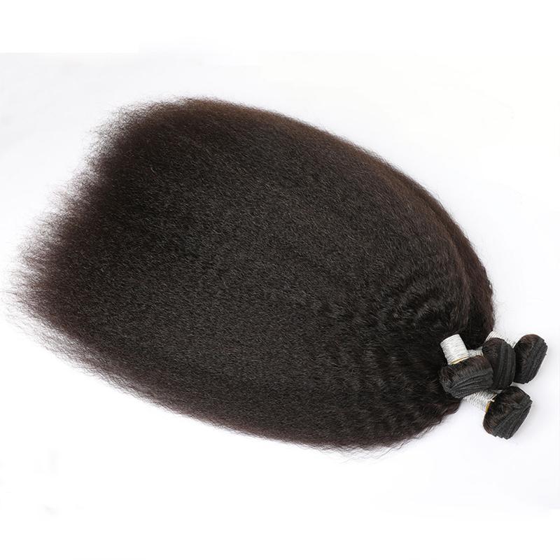 BELE HAIR 12A Grade Kinky Straight Human Hair Bundles 100% Unprocessed Brazilian Virgin  Hair Yaki Straight Bundles Yaki Hair Human Extension Deal Natural Black Color