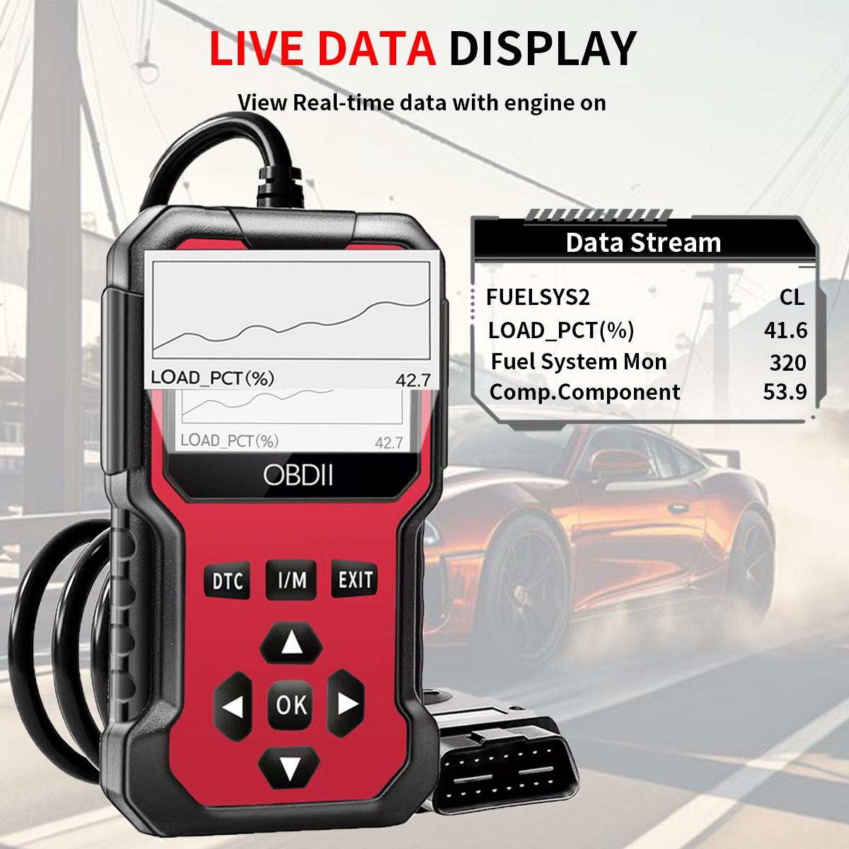 New Obd2 Scanner Diagnostic Tool, Complete Engine Code Reader, Reset, Data Stream, I/m Readiness, Vehicle Info, Voltage Test, All Obdii/eobd Vehicles, Automotive Scan Tool