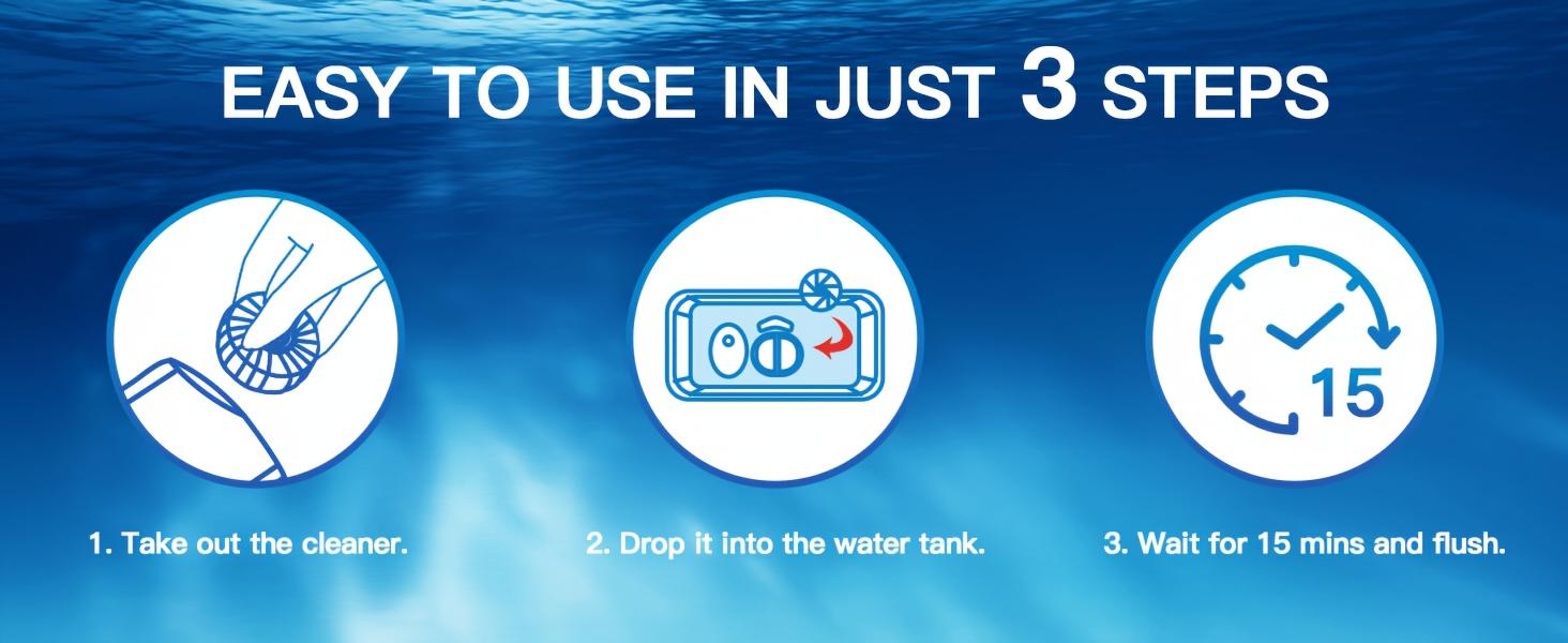 12 automatic toilet cleaning tablets, low odor to keep fresh, suitable for plastic surfaces, easy to use for home sanitation and RV toilets, powerful stain removal, long-lasting deodorization.