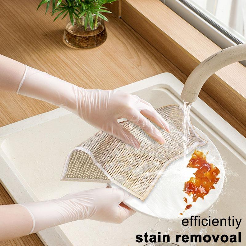 【Holiday Haul】-PSOS 10 Counts Multipurpose Non-Scratch Wire Dishcloths – Reusable Dishwashing Rags for Wet & Dry Use, For sinks, pans and dishes，Silver, 2-Layer Kitchen Cleaning Cloth Cleaning Tool