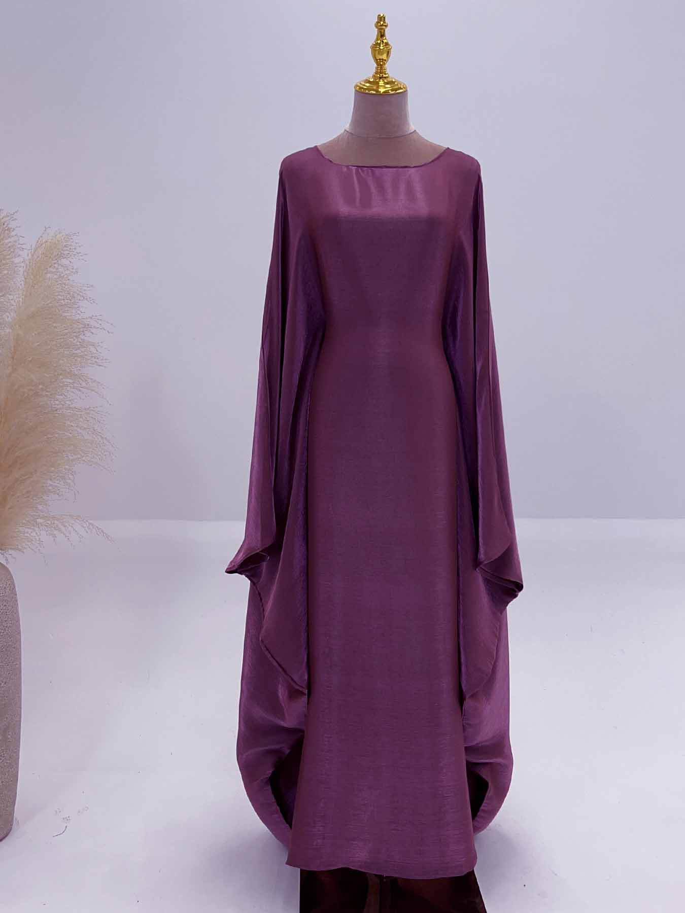 Women's Solid Color Round Neck Kaftan, Modest Fashion Long Sleeve Maxi Dress for Daily Wear, Women's Islamic Clothing for All Seasons