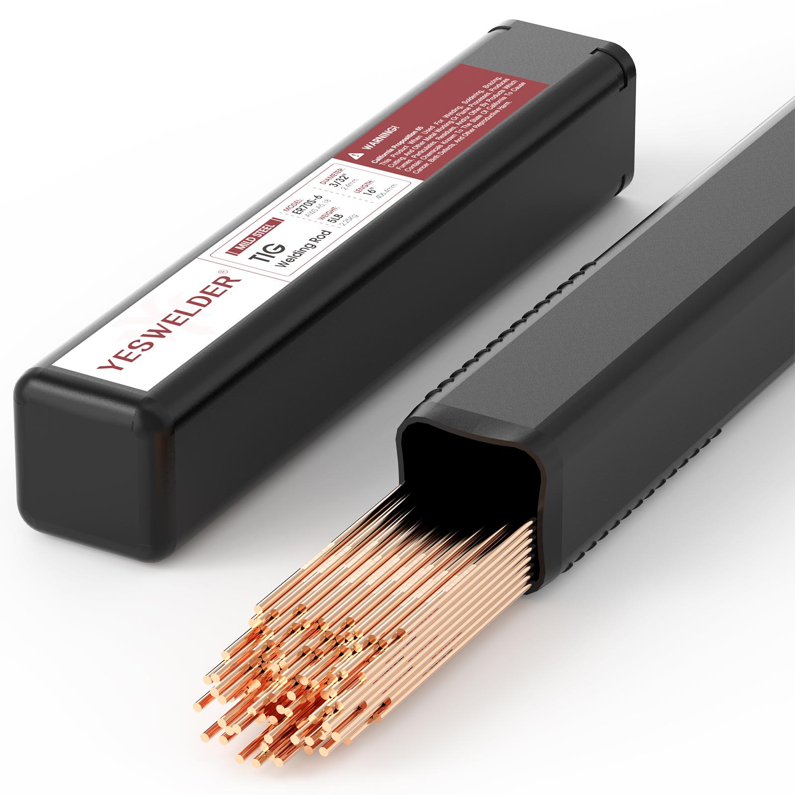 YESWELDER ER70S-6 Copper Coated Mild Steel TIG Welding Rod 5LB 1/8" 1/16" 3/32" x 16" TIG Filler Rod