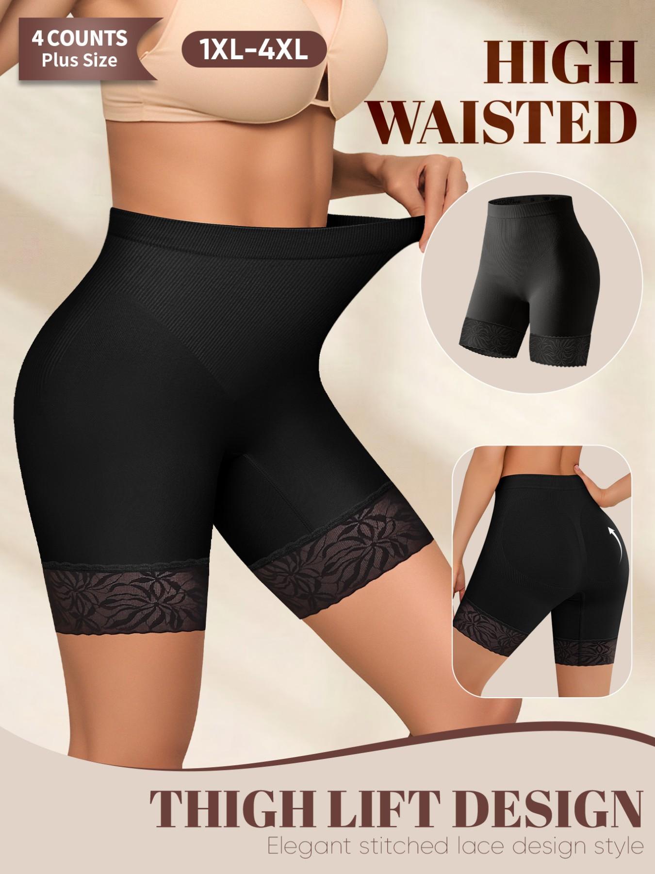 Women's Plus Size High Waist Shapewear Pants, Breathable Soft Lace Trim, 1xl-4xl, Comfortable and Stylish, All Seasons