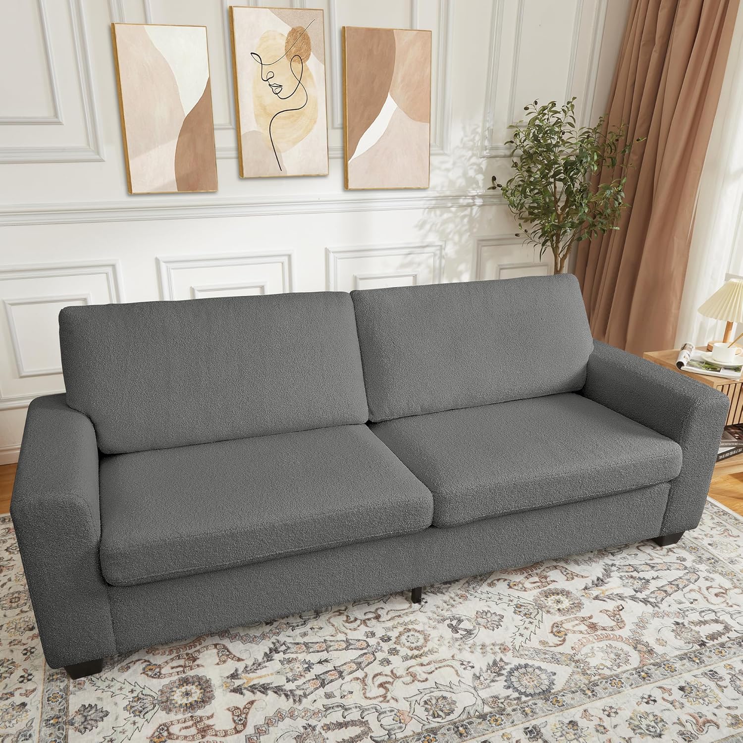 83" Modern 3 Seater Sofa, Deep Seat Sofa with Wide Armrests,Oversized Loveseat with Removable Washable Cover, Plush Cloud Couch for Living Room, Bedroom & Apartment 83" Modern 3 Seater Sofa, Deep Seat Sofa with Wide Armrests,Oversized Loveseat with Removable Washable Cover, Plush Cloud Couch for Living Room, Bedroom & Apartment