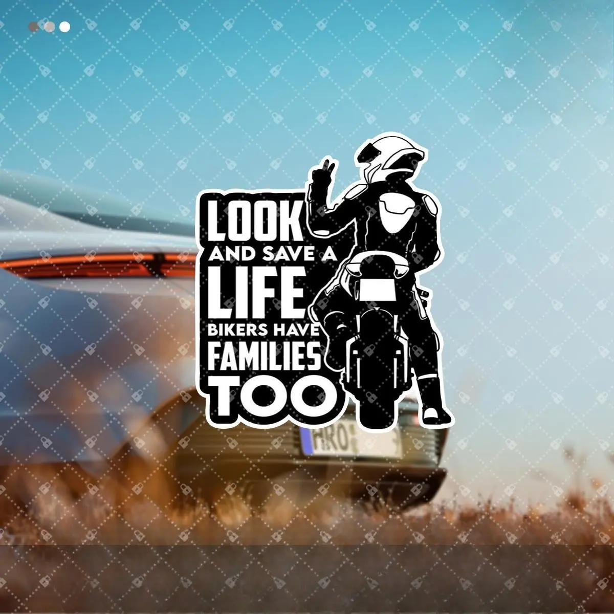 1/3PCS Cool Motorcycle Safety Reminder Slogan Sticker For Cars, Stationery, Carry Bags Black & White Rider + Safety Slogan Decor Daily With Minimalist Block Texture Details Convey Attention To Motorcycle Safety Inject Warm Safety Soul Into Items