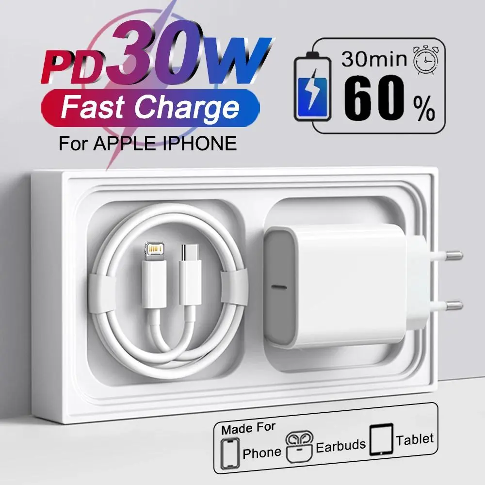 For Apple 30W Charger USB C Fast Charger For iPhone 13 15 14 12 11 16 Pro Max Plus PD Charger Type C Charging Cable Accessories