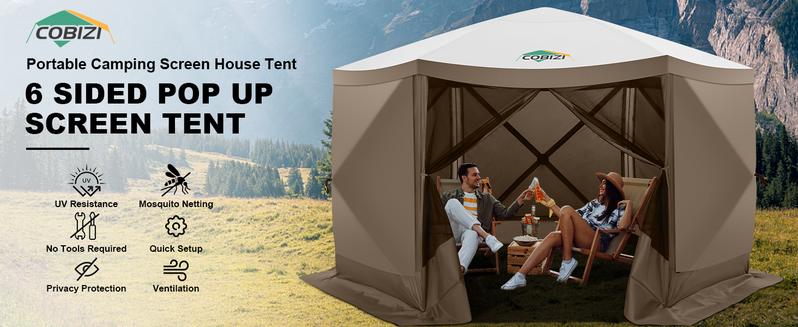 COBIZI 12x12ft Pop Up Gazebo Tent Screen House with Mosquito Netting and Sidewalls for Camping