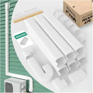 Lineset Cover 4 Inch 23 Ft: Line Set Cover Kit for Mini Split AC HVAC Piping Central Air Conditioner,  Decorative DIY Line  Wall Sleeve for Outdoor Minisplit