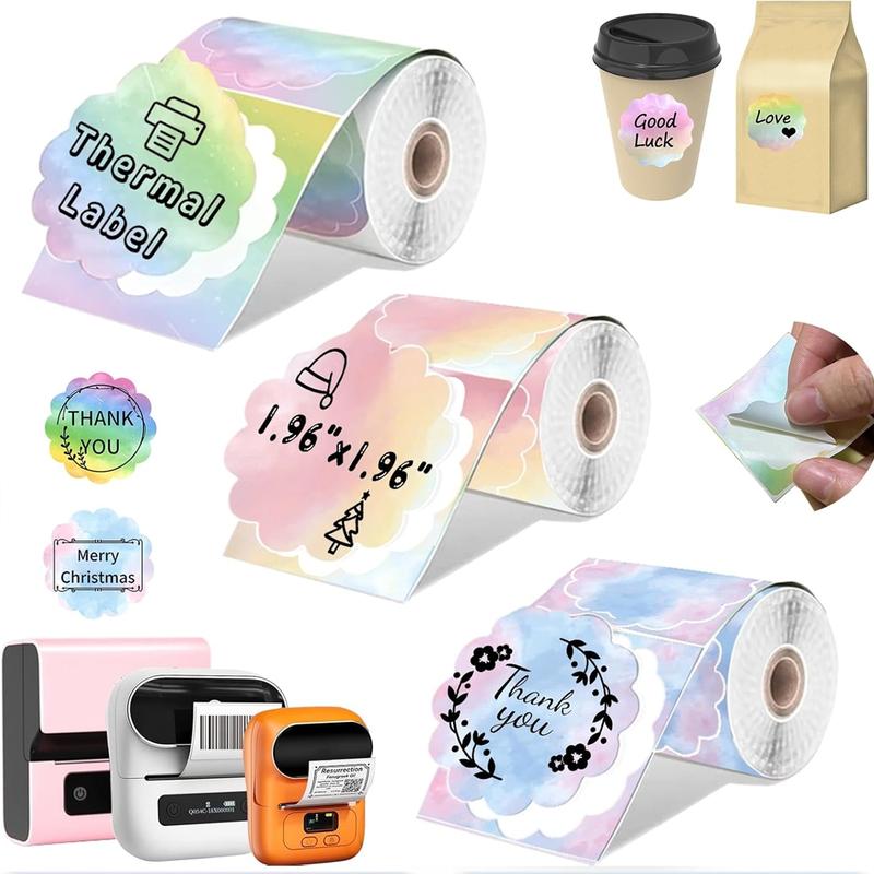 3 Rolls 50mm Color Thermal Label Paper for Phomemo M220 M200 M221 M110 P50 P80 P1 Printers, Waterproof Stickers Mini Printer Paper, Direct Thermal Sticker