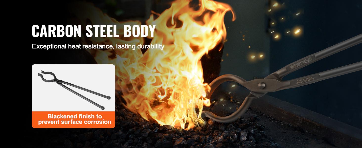 VEVOR Blacksmith Tongs, 18 V-Bit Bolt Tongs, Carbon Steel Forge Tongs with A3 Steel Rivets, for Long, Irregular, and Nail-shaped Forgings, for Beginner and Seasoned Blacksmiths and Bladesmiths