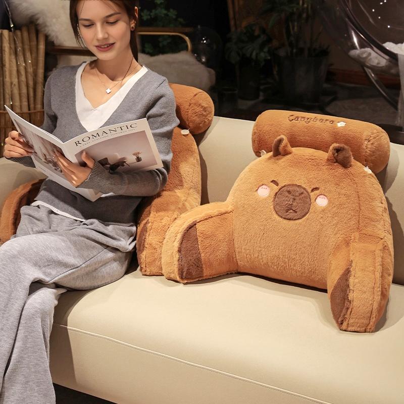 Kawaii Soft Lumbar Pillow with Washable Cover, Comfortable Bed Rest Design for Relaxing & Gaming, Ideal for Home Use