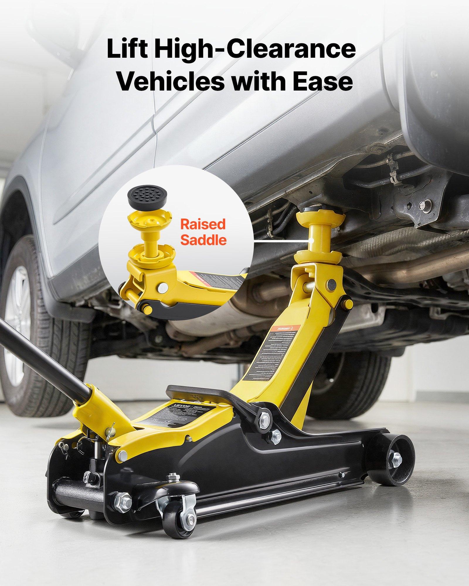 VEVOR Low Profile Floor Jack, 2.5 Ton (5512 lbs) Capacity, Steel Racing Floor Jack with Single Piston Quick Lift Pump & SUV Adapters, Hydraulic Trolley Car Lift for Sedans, Lifting Range 3.3"-13.8" VEVOR Low Profile Floor Jack, 2.5 Ton (5512 lbs) Capacity, Steel Racing Floor Jack with Single Piston Quick Lift Pump & SUV Adapters, Hydraulic Trolley Car Lift for Sedans, Lifting Range 3.3"-13.8"