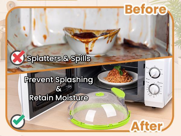 【Gracenal】12 Inch Microwave Splatter Cover, Upgraded Microwave Cover for Food with Water Steamer, Integrated Handle, Splatter Guard, Kitchen Gadgets & Accessories, House Warming Gifts New Home 【Gracenal】12 Inch Microwave Splatter Cover, Upgraded Microwave Cover for Food with Water Steamer, Integrated Handle, Splatter Guard, Kitchen Gadgets & Accessories, House Warming Gifts New Home