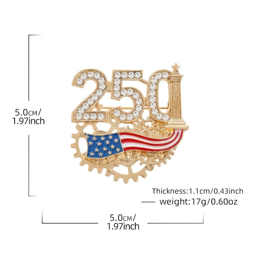 US 250th Anniversary Commemorative Brooch, American Patriotic Independence Day Pin for Men Women, Lapel Accessory for Suit Blazer Coat Collar