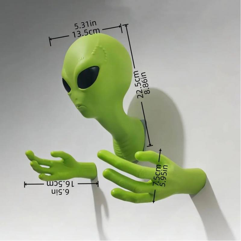 3D Area 51 Alien Wall Sculpture, Weird Aesthetic Sci-Fi Decorative Wall Decor, Trendy Bedroom Living Room Ornament, Halloween Photo Prop Gift for Alien Collectors