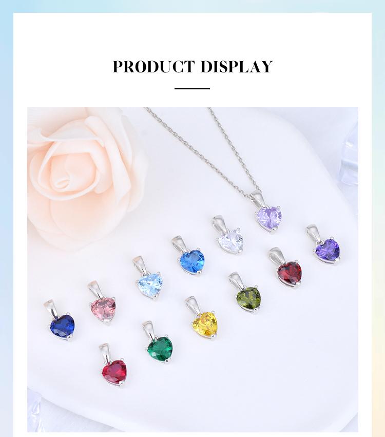 Cute Heart Birthstone Necklace for Women, Hypoallergenic Dainty Pendant for Her, Handmade Jewelry Gift for Girlfriend & Ladies With 18'' Chain