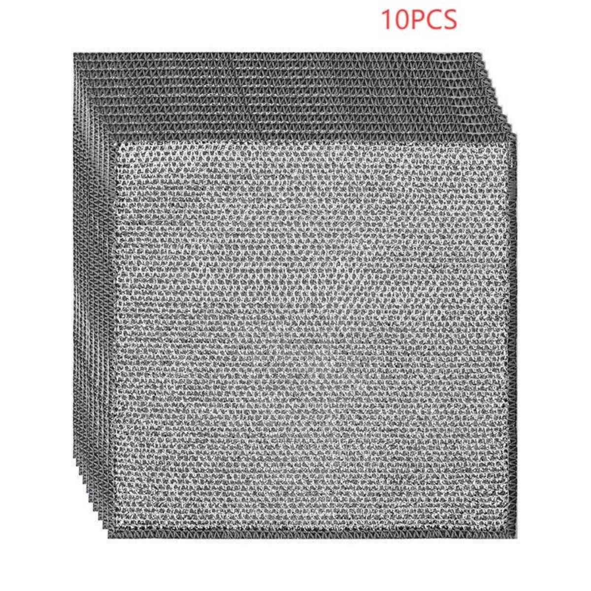 Double-layer magic steel wire cleaning cloth, metal silver thread dish towel, household kitchen cleaning rag and washing tool