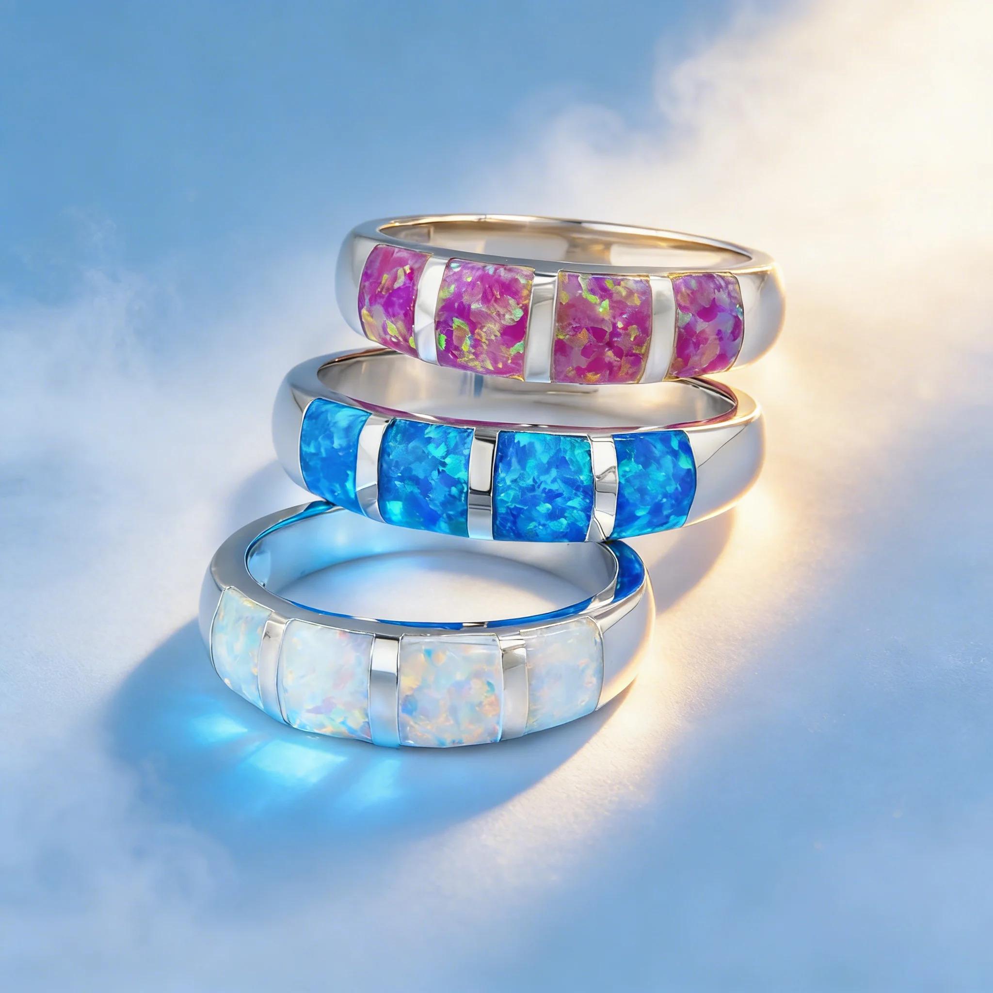 Opal Copper Ring for Women Men Gothic Vintage Jewelry Luxury Wedding Engagement Couple Matching Cocktail Rings Set Gift for Her