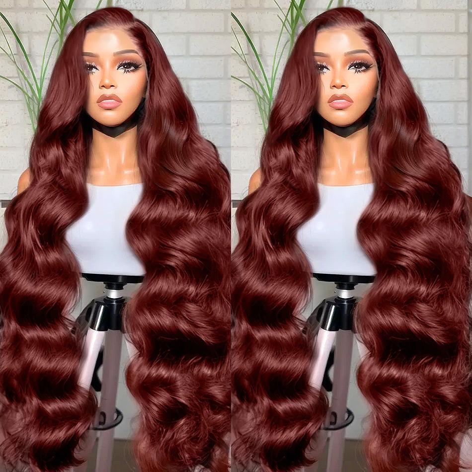 Bling Hair Reddish Brown Color Body Wave 13x4 Lace Front Human Hair Wig 180 Density 13x6 Hd Lace Frontal Wigs Brazilian Pre Plucked