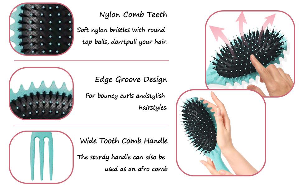 Keratin Hair Serum and Rosewater Spray for Anti-Frizz and Smooth Hair - Curl Defining Brush for Curly Haircare Daily Comfort  Blend