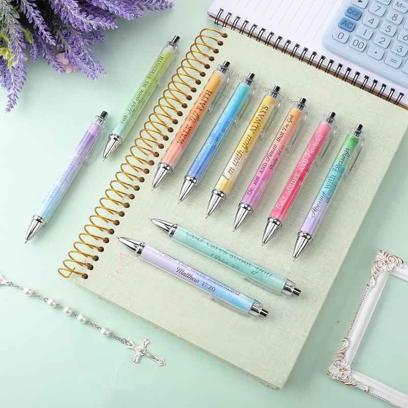 Valentine Gift Exchange for Students 10Pcs Christian Pen Inspirational Ballpoint Pens with Bible Verse Motivational Pens Office Gifts for Christian Women Mom Coworker Student, Appreciation Gift, School Stationery, Office Supplies
