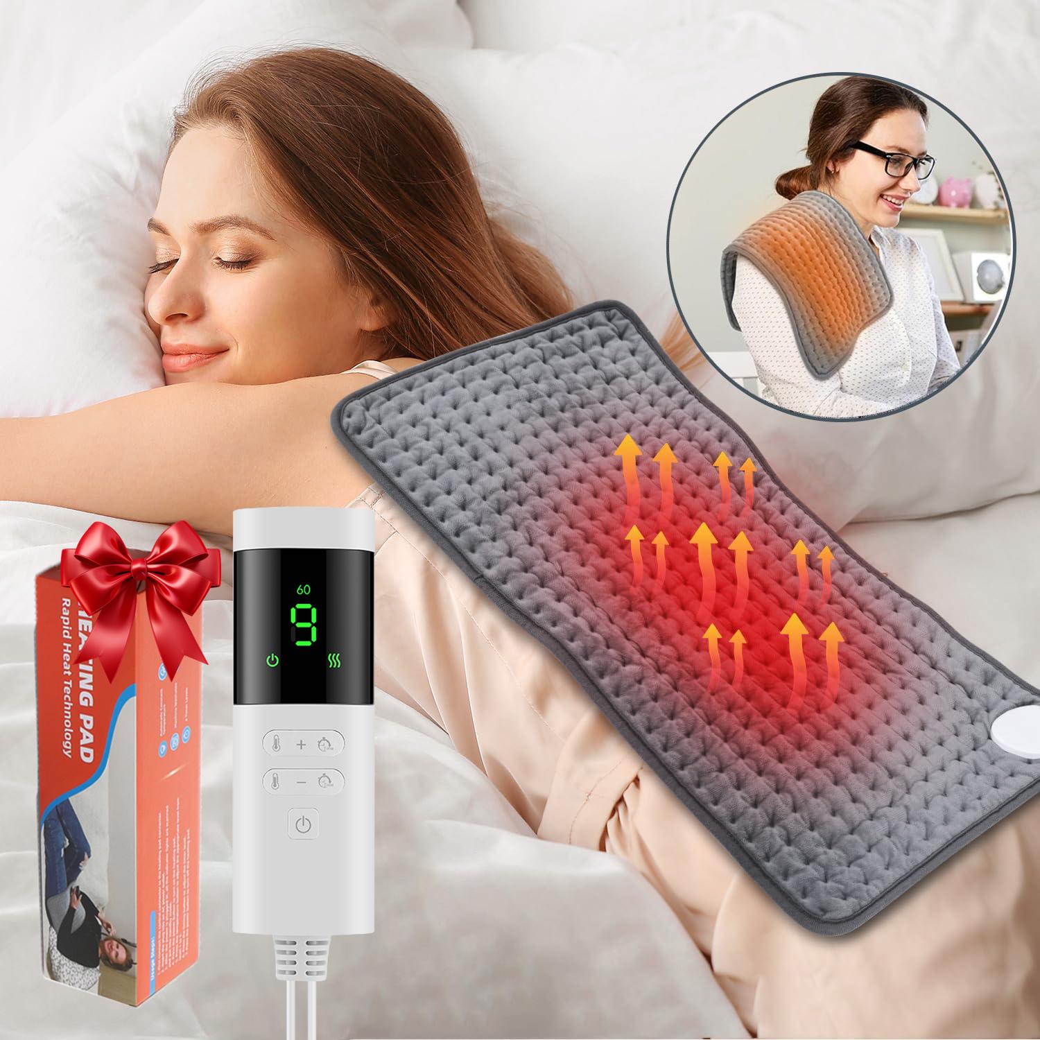 Electric Heating Pad for Back Neck Shoulder Abdomen Leg, 9 Heating Levels & 4 Timing Settings, US Plug