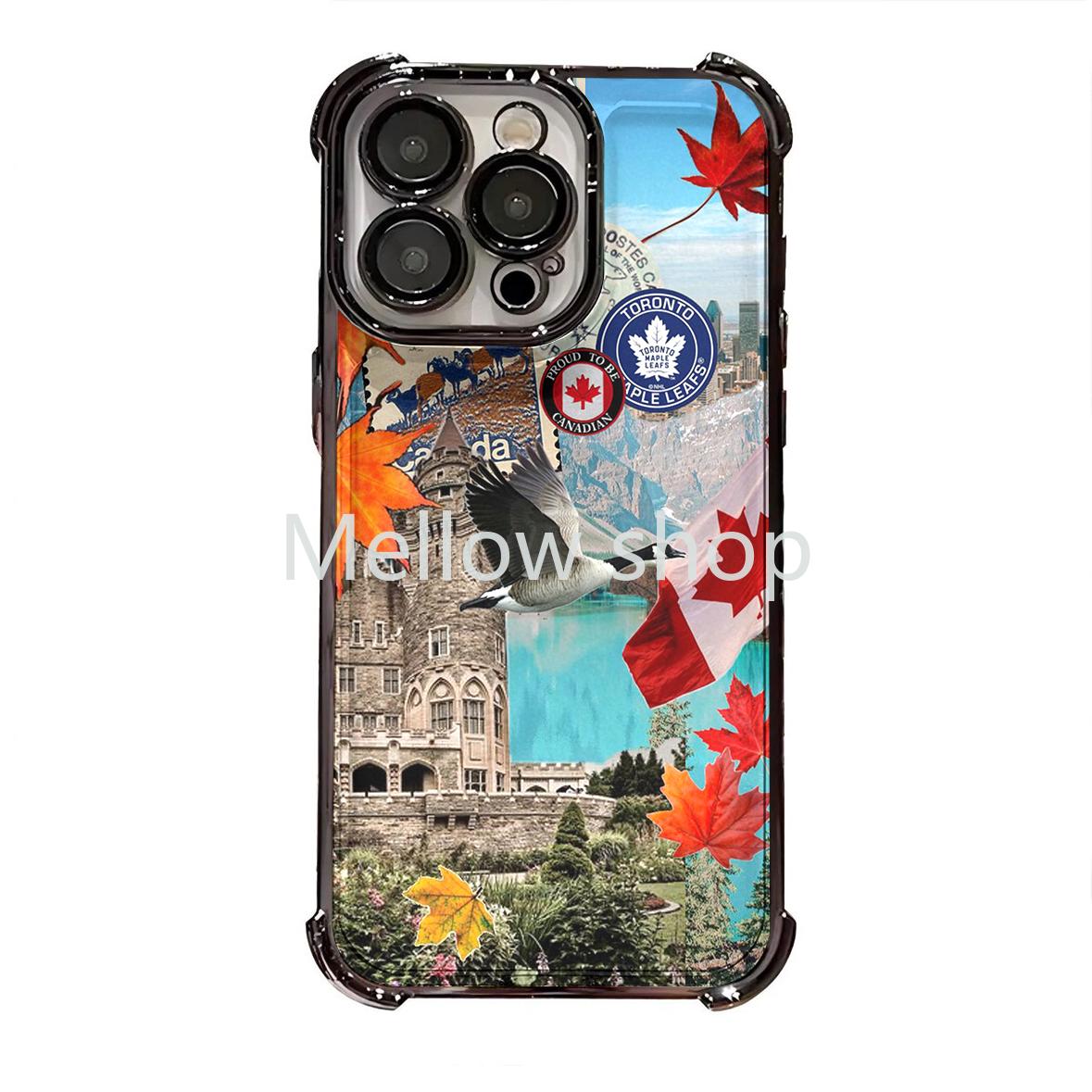 Canada National Flag Red Maple Leaf Patriotic Cultural Travel Collage Print Phone Case for iPhone 17/16/15/14/13/12/11 Pro Max/Pro/Plus & Samsung S23/S24/S25/S26 Ultra/Plus,Perfect for Canadian Expats Patriotic Travel Souvenir Birthday Holiday Gifts